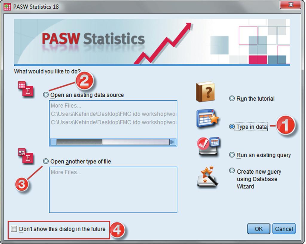 1 1 Getting Started WHERE IS SPSS? Please note that SPSS does not come pre-installed on your PC. You need to install it separately. To open SPSS in Windows 7, click the Start Button.