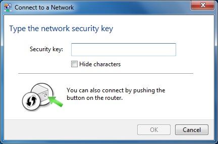 Step 3: Enter the network security key of the wireless access point.
