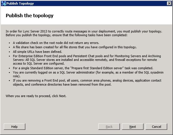 3. Configuring Lync Server 2013 The following is displayed: