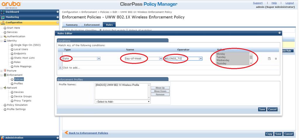 Figure 19. Edit Enforcement Policy We can leave the Summary and Enforcement tabs as is and open the Rules Tab.