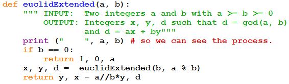 Extended Euclid Algorithm Proof that it works First, the number d it produces really is the gcd of a and b. If we ignore the x and y values, and we have the same algorithm as before.