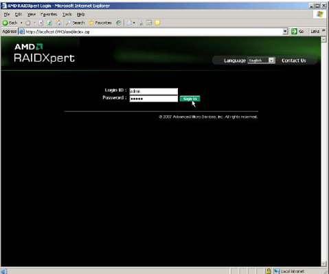 Enter the Host PC s IP address............127.0.0.1 or localhost Enter the Port number............................... :8443 Add to launch RAIDXpert.