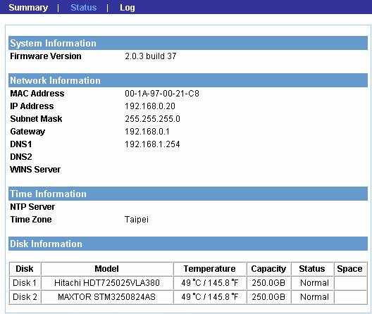 Summary This sub-menu displays the hostname and IP address of the