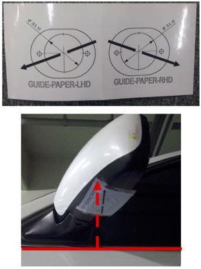 Route the camera harness to the location of the 360º module. Section 2: Side Mirror Camera installation 1.