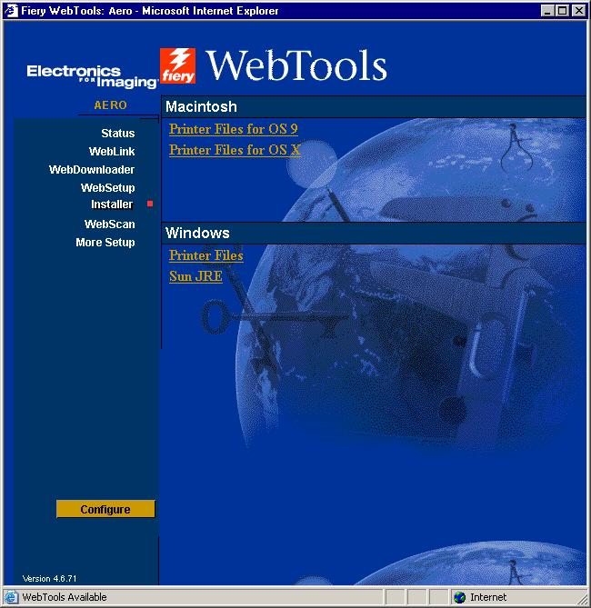 INSTALLING PRINTER DRIVERS 14 Downloading printer drivers using WebTools WebTools Installer allows you to download installers for printer drivers to your computer directly from the Fiery.