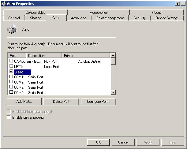 SETTING UP PRINTING CONNECTIONS 21 8 Choose Properties from the File menu and click the Ports tab. Verify that the connection to the NetWare queue is listed and selected as a port for the Fiery.