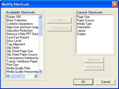 PRINTING 50 Customizing Print Option Shortcuts Customizing the Print Option Shortcuts area allows you easy access to the most frequently used print options.