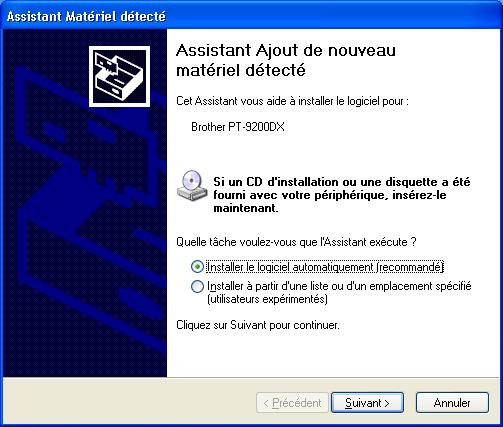 4 Si une boîte de dialogue apparaît pour vous avertir que le logiciel n a pas réussi l essai Windows Logo, continuez simplement l installation.