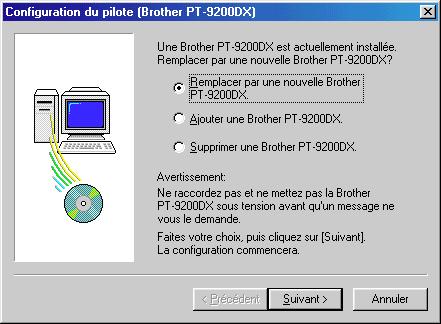 Sélectionnez Oui, je veux redémarrer mon ordinateur maintenant, cliquez sur le bouton Terminer pour redémarrer l ordinateur, et enlevez le CD-ROM de l ordinateur. 5 Cliquez sur l icône du PT-9200DX.