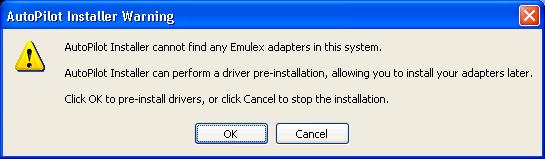 Figure 1: AutoPilot Installer Warning (Software-First Installation) 2. Click OK. A Welcome window is displayed. 3. Click Next. The installation automatically progresses.