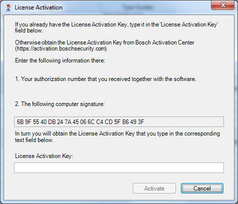 The License Activation dialog box is displayed.