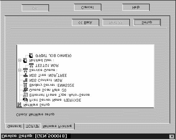 4 Changing the Device Setup 4.3.5 Verifying the Setup The NetWare setup details are displayed in the list.