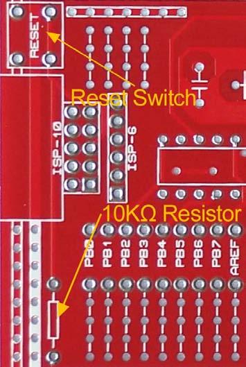 Figure 5. Pull-up resistor and reset switch 3.3. ISP Port The ISP connector allows you to load firmware onto the microcontroller.