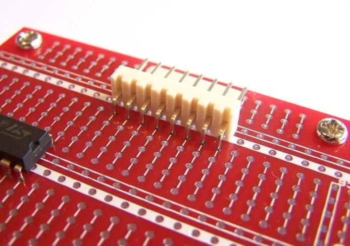 Using the prototyping area to interface to the board In general the 3 hole I/O protostrips on the top and bottom of the board are used for interfacing between