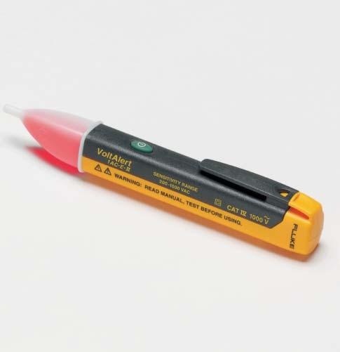 TL75 Hard Point Test Leads, a 9 volt battery (installed) and owner s manual. The Fluke VoltAlert AC voltage detector is very easy to use just touch the tip to a terminal strip, outlet or cord.