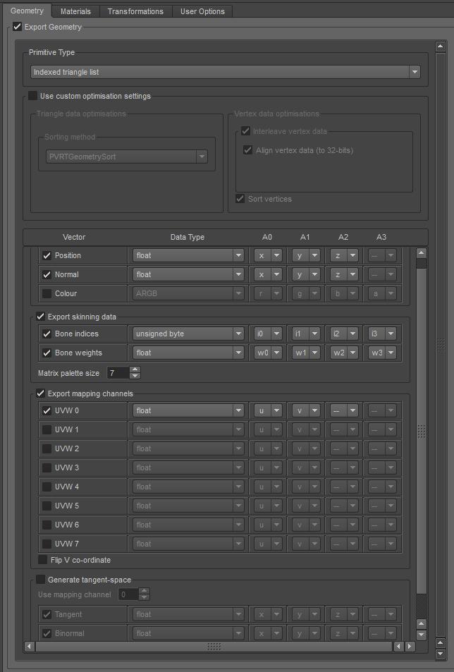 (Images Above: Stranded export settings) Exsporting animations: In transformations only select