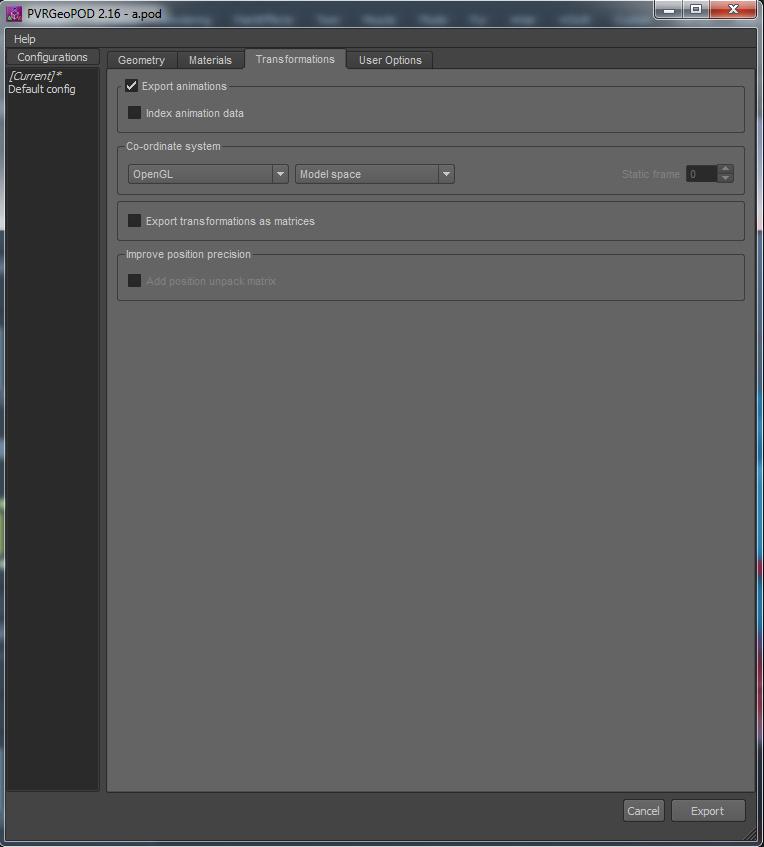(Images Above: Stranded Animation export settings) If select Index animation data &