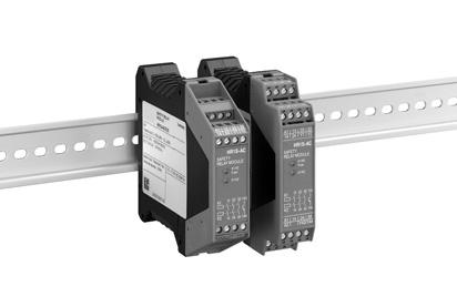 HRS-AC Relay Modules Transistor output provided. Removable terminal block (HRS-AC52P) allows for easy module replacement. Fault diagnosis function with dual safety circuits.