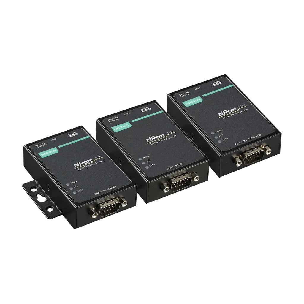 NPort 5100 Series 1-port RS-232/422/485 serial device servers Features and Benefits Small size for easy installation Real COM/TTY drivers for Windows and Linux Standard TCP/IP interface and versatile