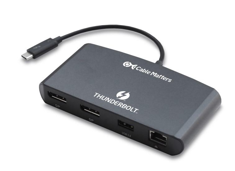 Thunderbolt 3 Multiport Adapter with Dual 4K@60Hz DisplayPort USB & Gigabit Ethernet Model 107015 Check