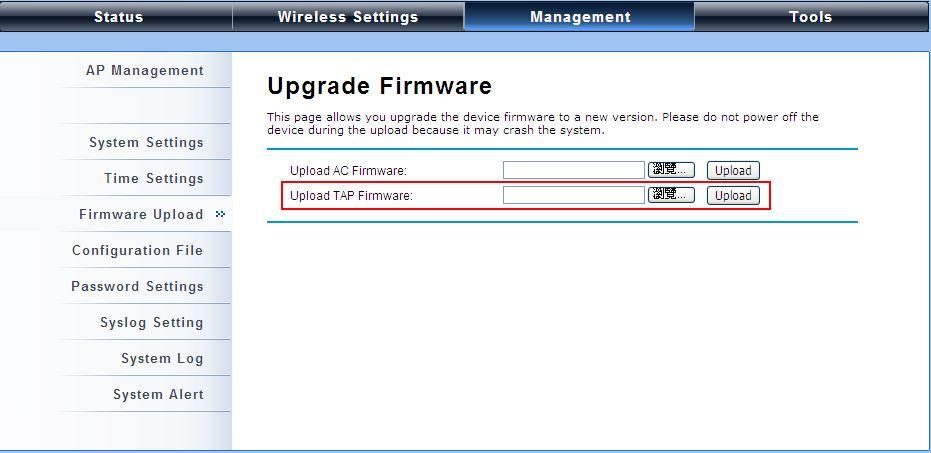 the group upgrade by hitting Upgrade All. Before upgrading the managed AP, you need to locate the new firmware in the ZAC Access Point.