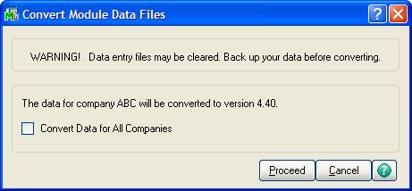... Chapter 9 Performing System Startup 3 Click Convert. 4 In the Convert Module Data Files window, click Proceed. 5 The data conversion complete message dialog box appears. Click OK.