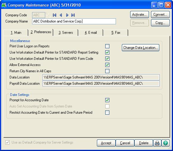 ... Chapter 9 Performing System Startup Setting Accounting Date Preferences Setting a Prompt for the Accounting Date The software maintains personal preferences for each workstation.