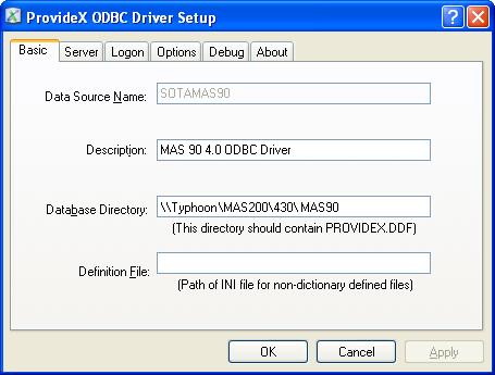 3 The ProvideX ODBC Driver Setup window appears.