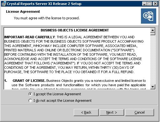 ...... Chapter 5 Installing Crystal Reports 3 The Crystal Server Setup page appears. Click Next.