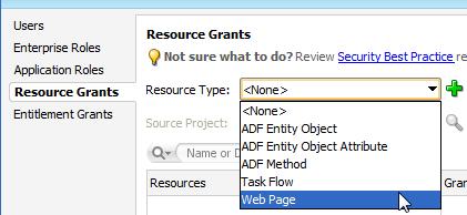 Set Up Grants to Resources Resource Grants tab Resource