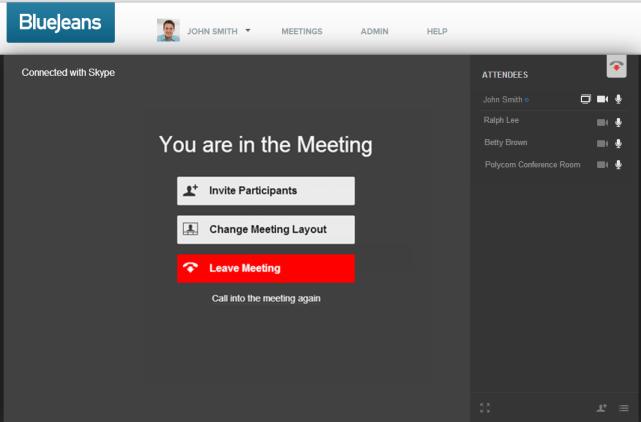 interface, Participants and the Moderator can manage the meeting from this view, when using Room
