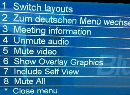 Bring up meeting information 4. Mute (unmute) the Audio at your endpoint 5. Mute (unmute) the Video at your endpoint 6.