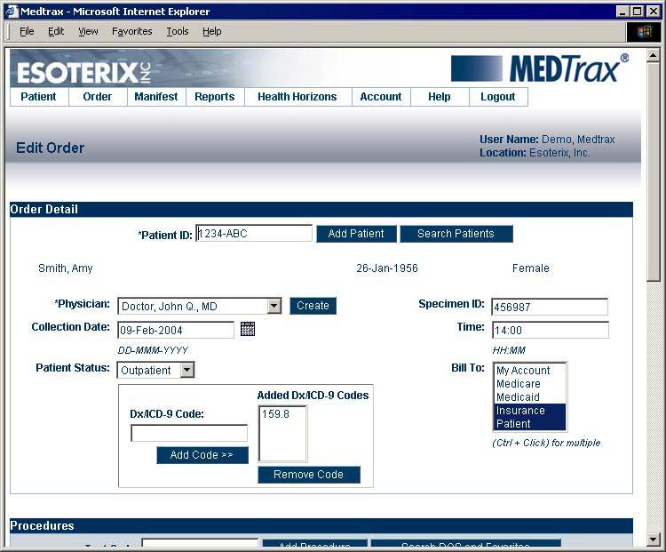 When you select Edit Order, the new patient information will automatically appear. 5.