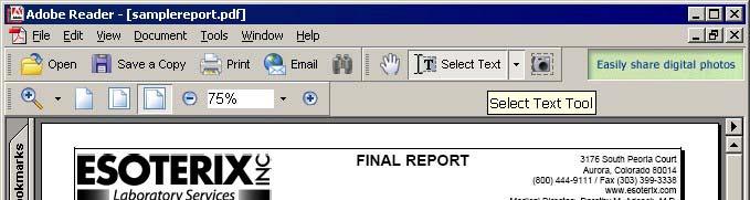 Reports To copy and paste text from a report 1.