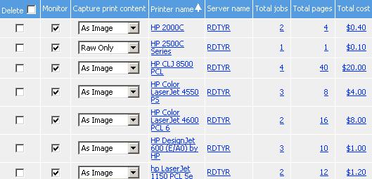 List All Printers Information All printers included information: Click [Add] to enter Add Printer page to add printer into monitored queue.