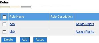Roles Role management lists all roles' names Click [Add] to add role.