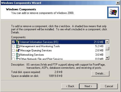 IIS (Information Internet Information Services) Installation procedures of IIS under different Operating Systems are different. Now we take Windows 2000 as an example to install IIS.