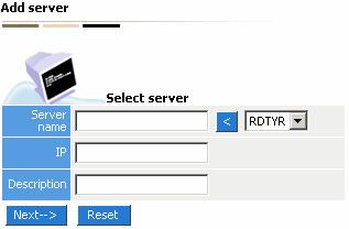 Add Print Server to Manager site: Setp one: Select server In draw-down box of [Server Nme], select print server name, click select button "<", and then click [Next].