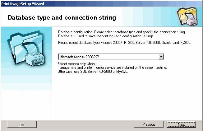 Database Mode and Connecting Settings Access Installation Please choose Microsoft Access 2000/XP.