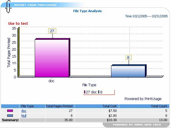 File Type Analysis Report with different file type.
