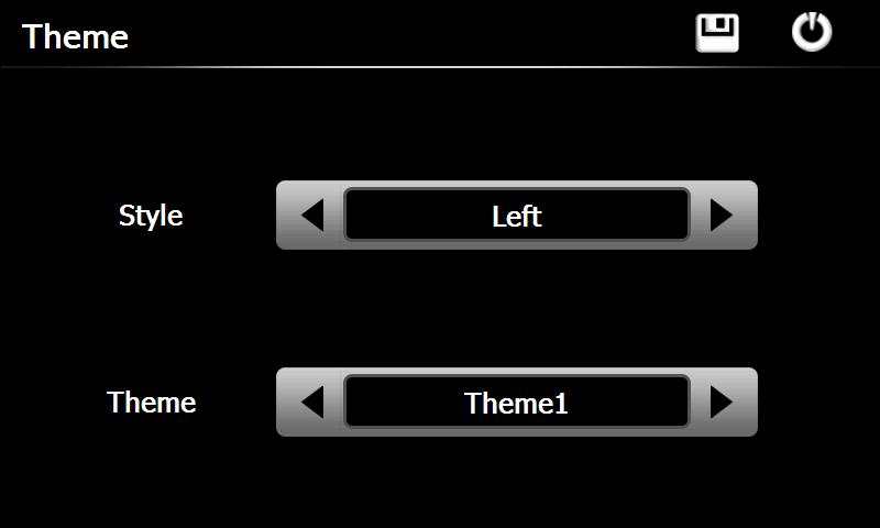 12. Theme Tap icon to enter the Theme interface as below to set a style and theme for the system interfaces.