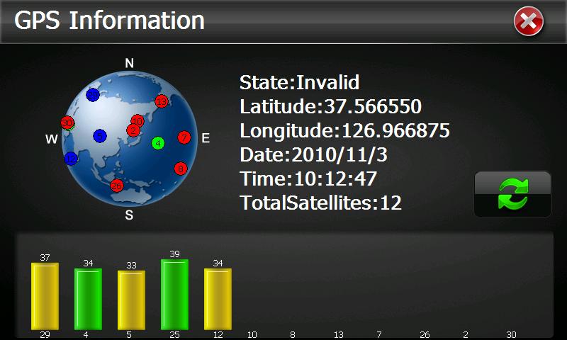 14. GPS Info Tap the " " icon and the unit will show the detail information of GPS satellites.
