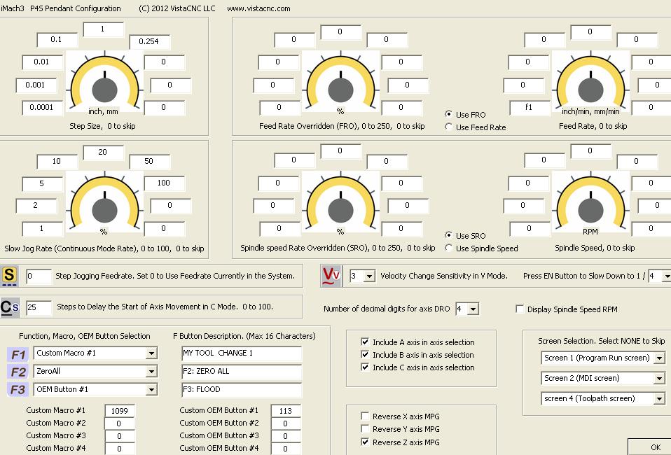 www.vistacnc.com - 14 - In PlugIns menu, click CONFIG SPECIFICATIONS Work with Mach3 R2.63 and above. 100 steps (clicks) per Rev MPG. MPG MTBF > 10000 hour.