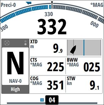 In NAV mode the autopilot uses steering information from an external navigator to direct the vessel to one specific waypoint location, or through a series of waypoints.