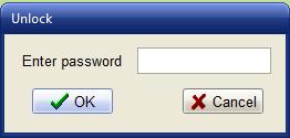 To enable Security, enter a password (up to 8 alphanumeric characters), verify the password, and click OK. To exit from the Lock prompt without enabling Security, click Cancel.