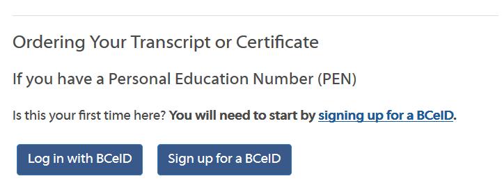 Getting Started: BCeID Sign Up From the Transcripts