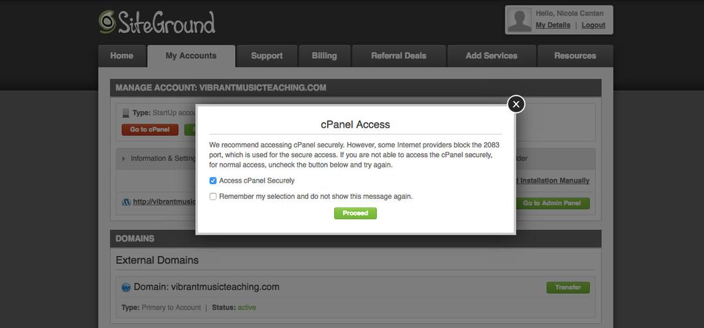 Enter all your details and finish setting up your Site Ground account. Choose the payment option that suits you.