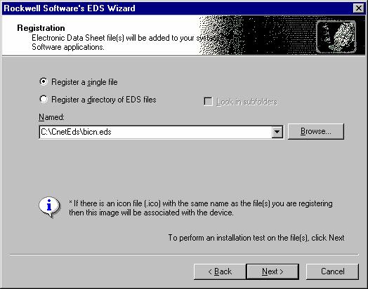 Register The EDS File Select Register a single file, radio button.