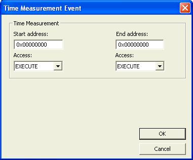 Using the emulator TIME MEASUREMENT EVENT DIALOG BOX (E30) The Time Measurement Event dialog box available from the Events window context menu when you are using the C-SPY E30 Emulator allows you to