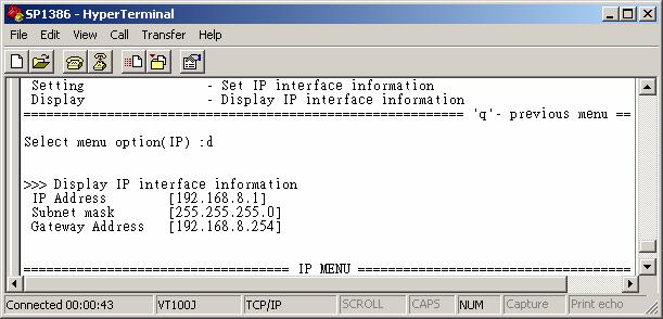 setting of IP information.